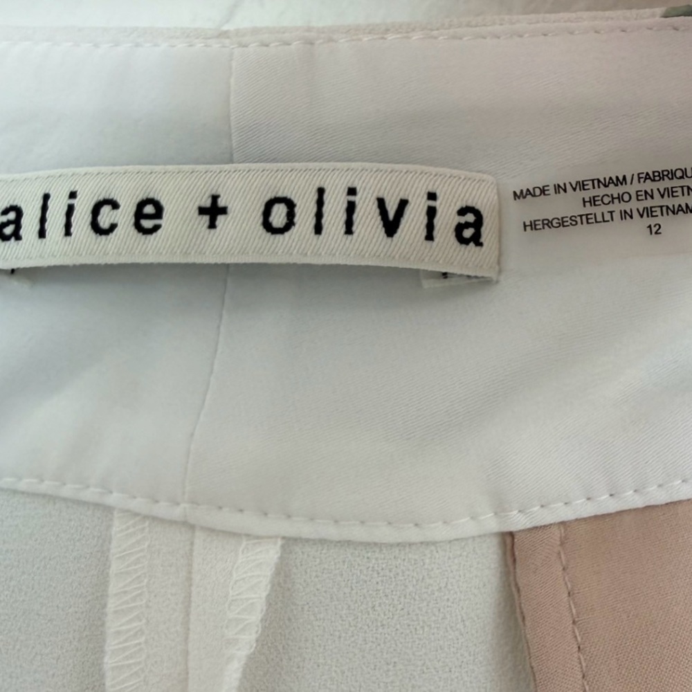 Alice + Olivia Floral Placement Pants 12 High Rise Wide Leg Designer Statement - Picture 3 of 9